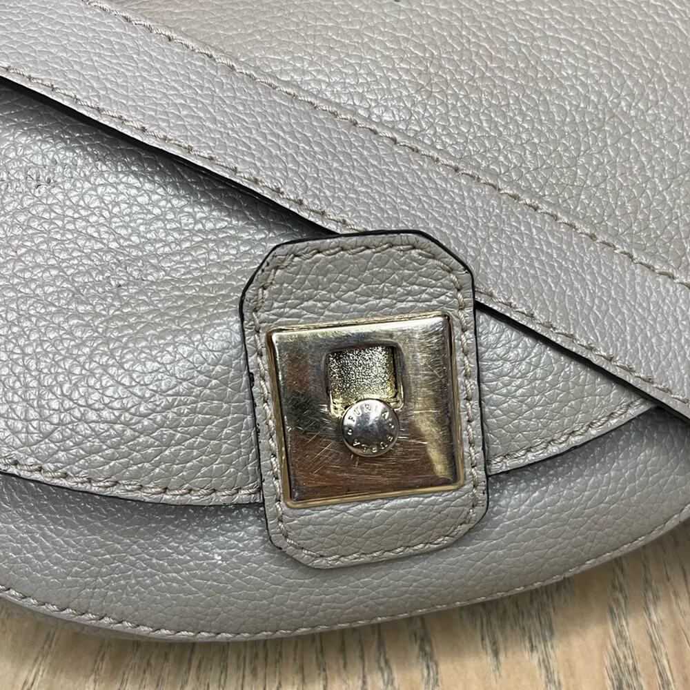 Furla Jo Gray Pebbled Leather Crossbody Micro Mini Bag - Picture 7 of 9
